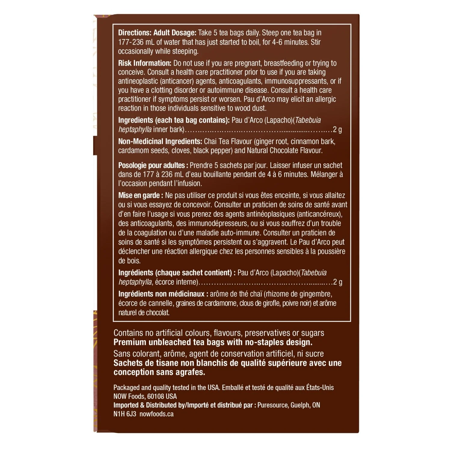 Now Pau D'arco Traditional Wellness 24 Tea Bags - Image 2
