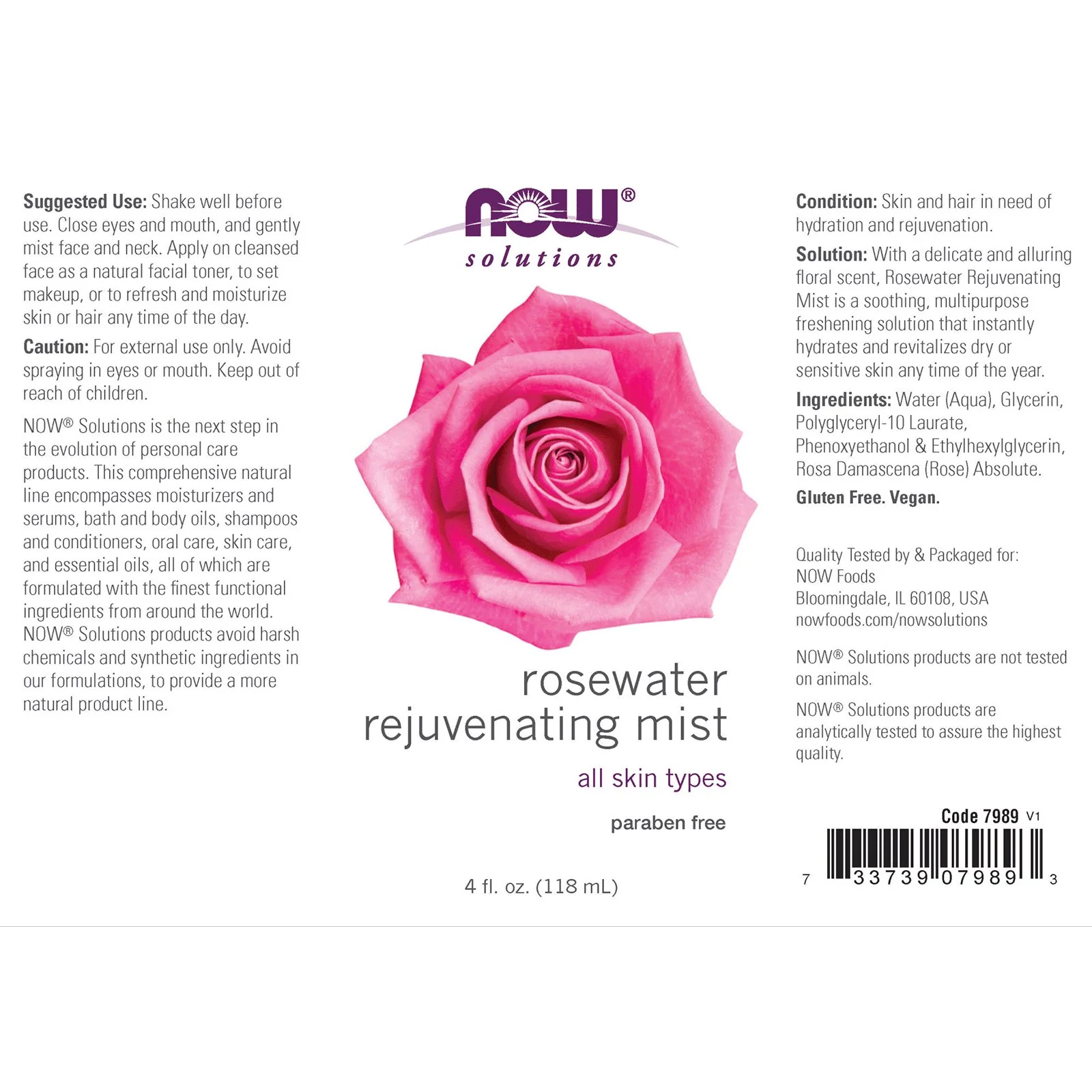 Now Rosewater Rejuvenating Mist 118 mL - Image 2
