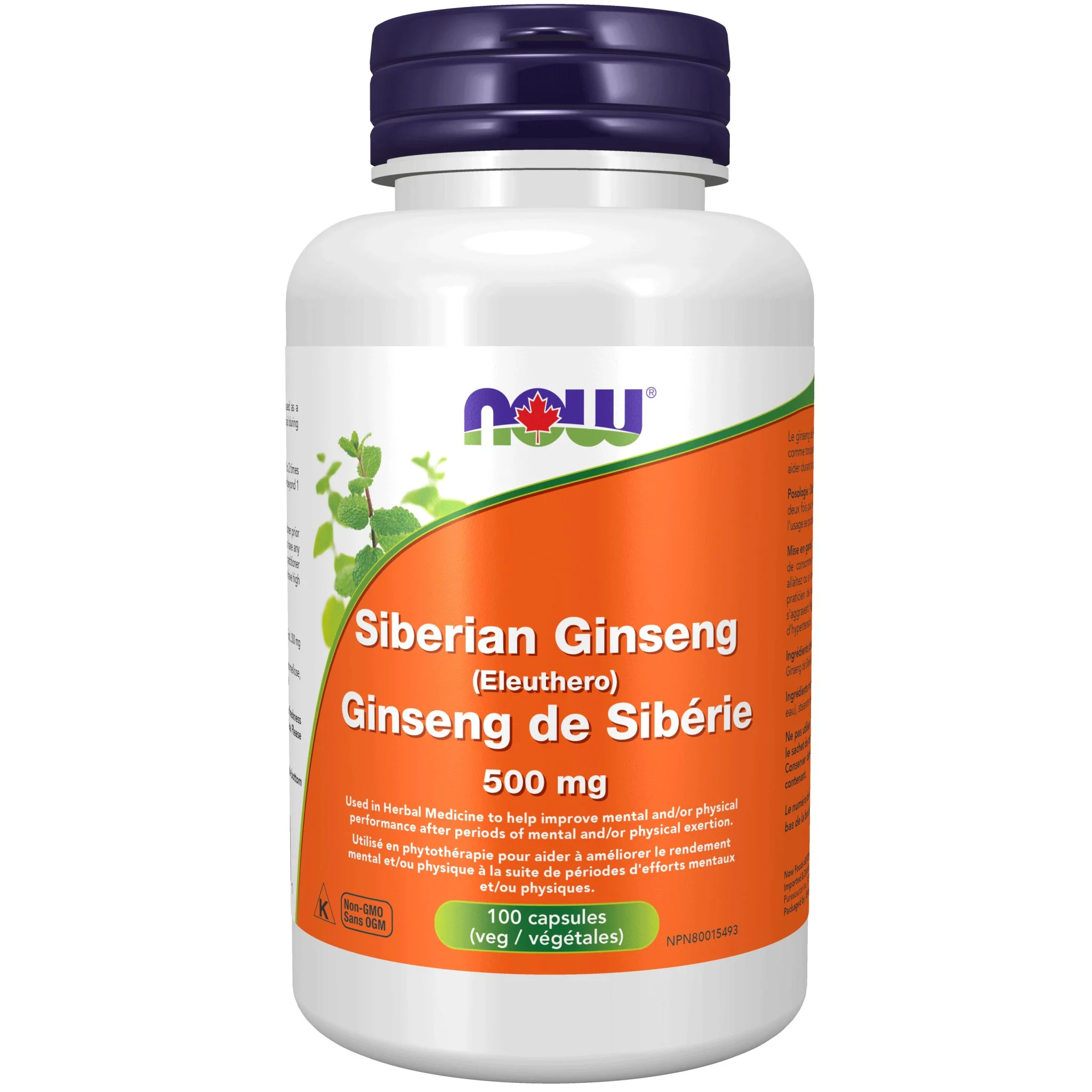 Now Siberian Ginseng 500mg 100 Veg Capsules