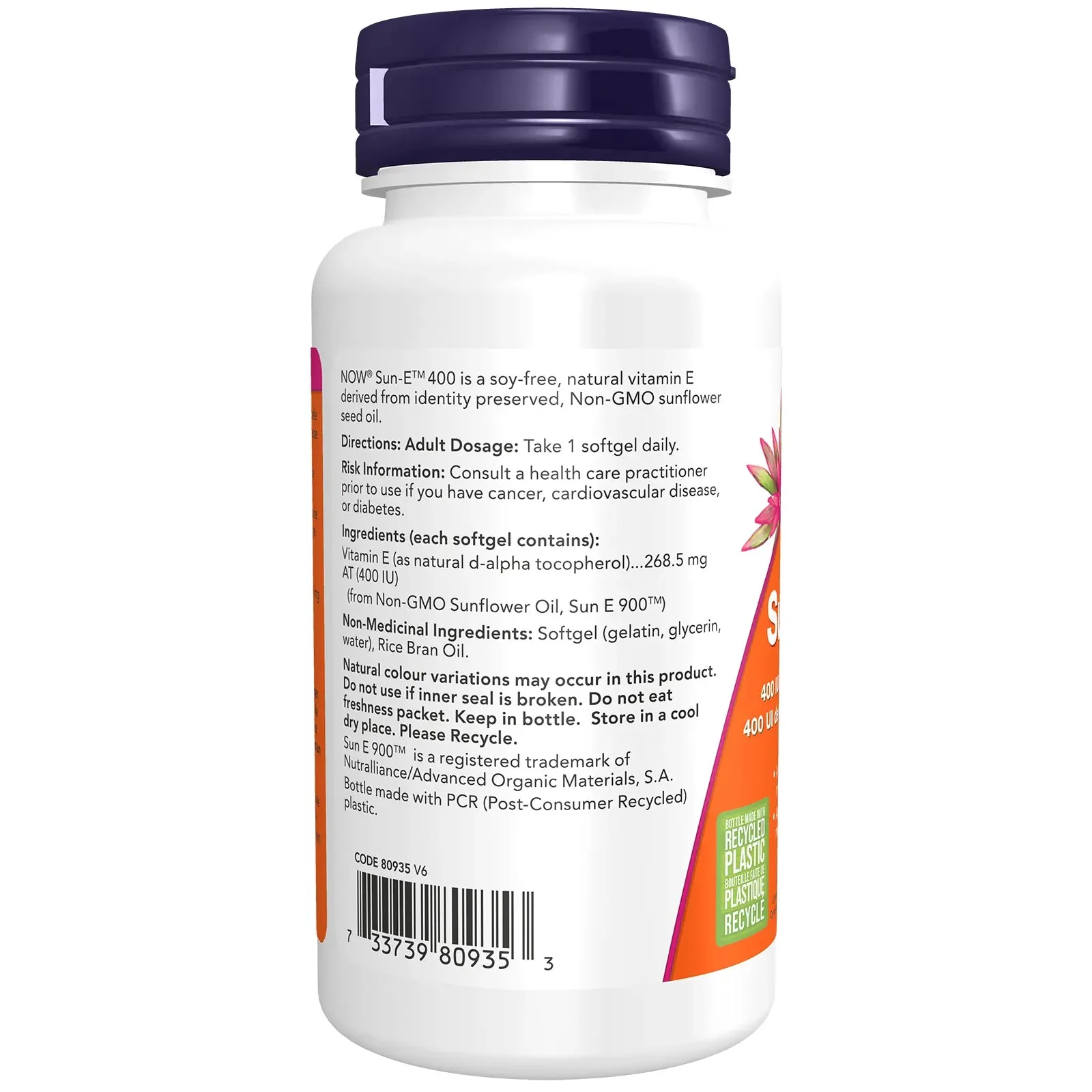 Now Sun-E™ 400 IU Vitamin E 60 Softgels - Image 2