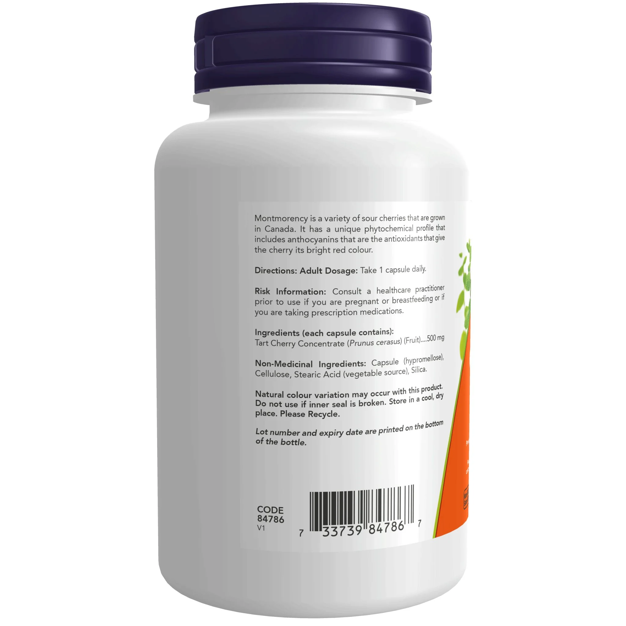Now Tart Cherry Concentrate 500mg 90 Veg Capsules - Image 2