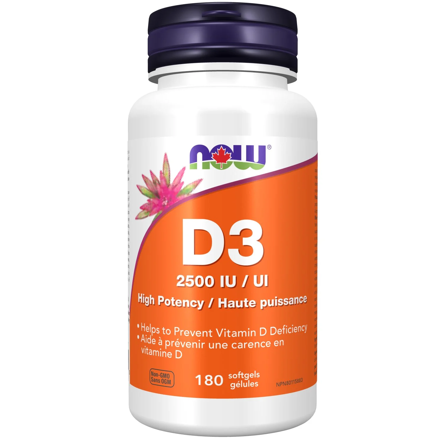 Now Vitamin D3 2500 IU 180 Softgels