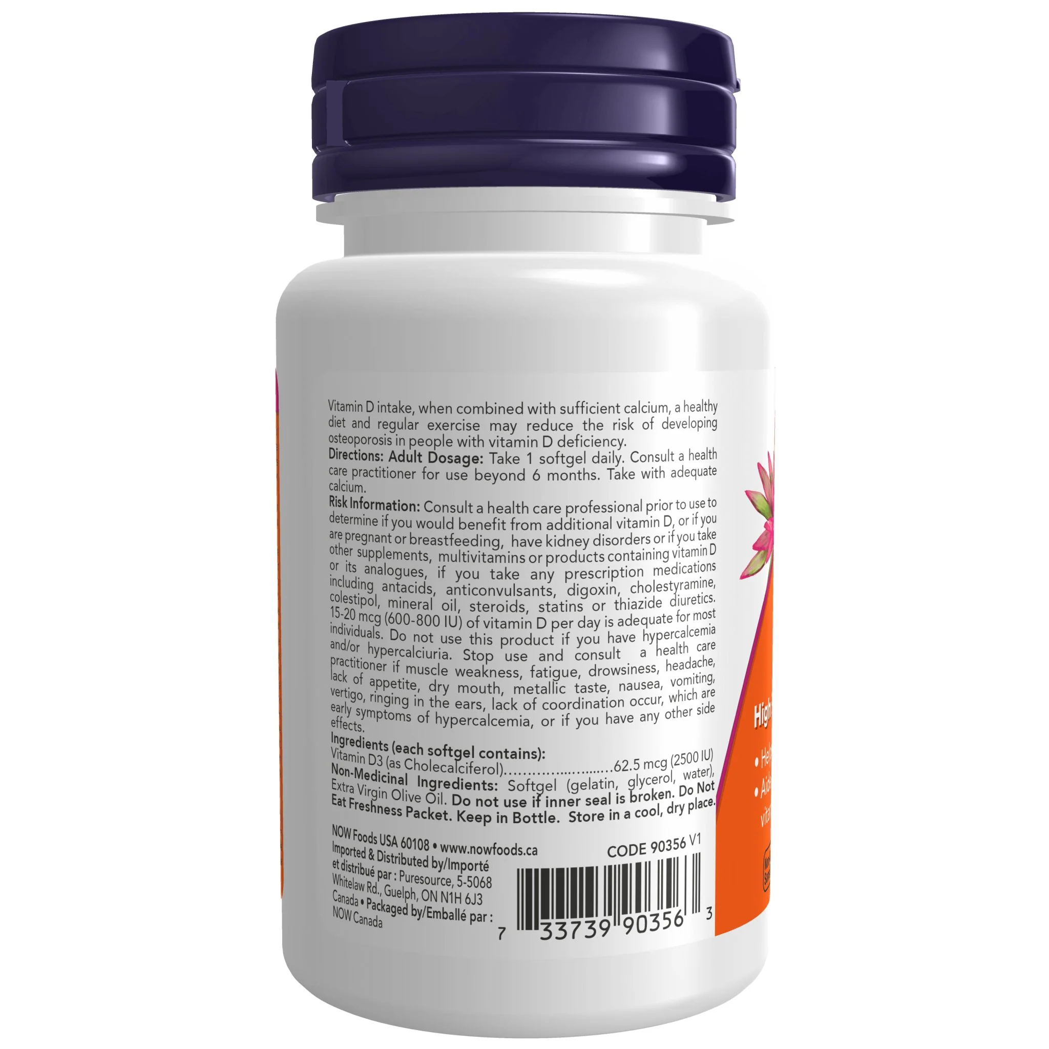 Now Vitamin D3 2500 IU 180 Softgels - Image 2