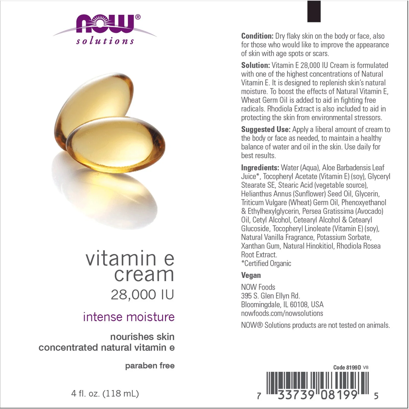 Now Vitamin E Cream 118mL - Image 2