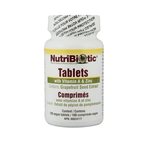 Nutribiotic Grapefruit Seed Extract with Vitamin A & Zinc 100 Tablets
