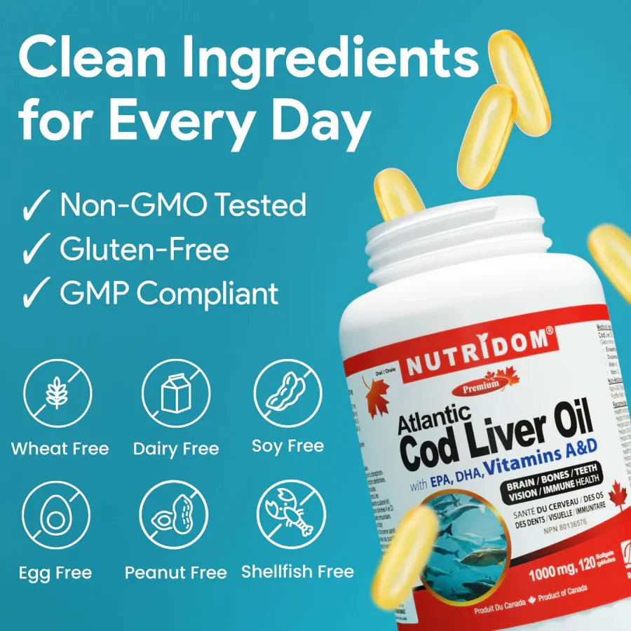 Nutridom Atlantic Cod Liver Oil 120 Softgels - Image 2