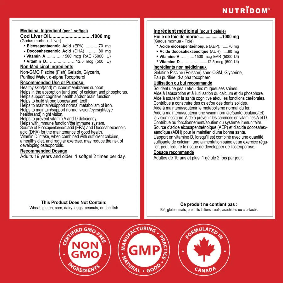 Nutridom Atlantic Cod Liver Oil 120 Softgels - Image 3