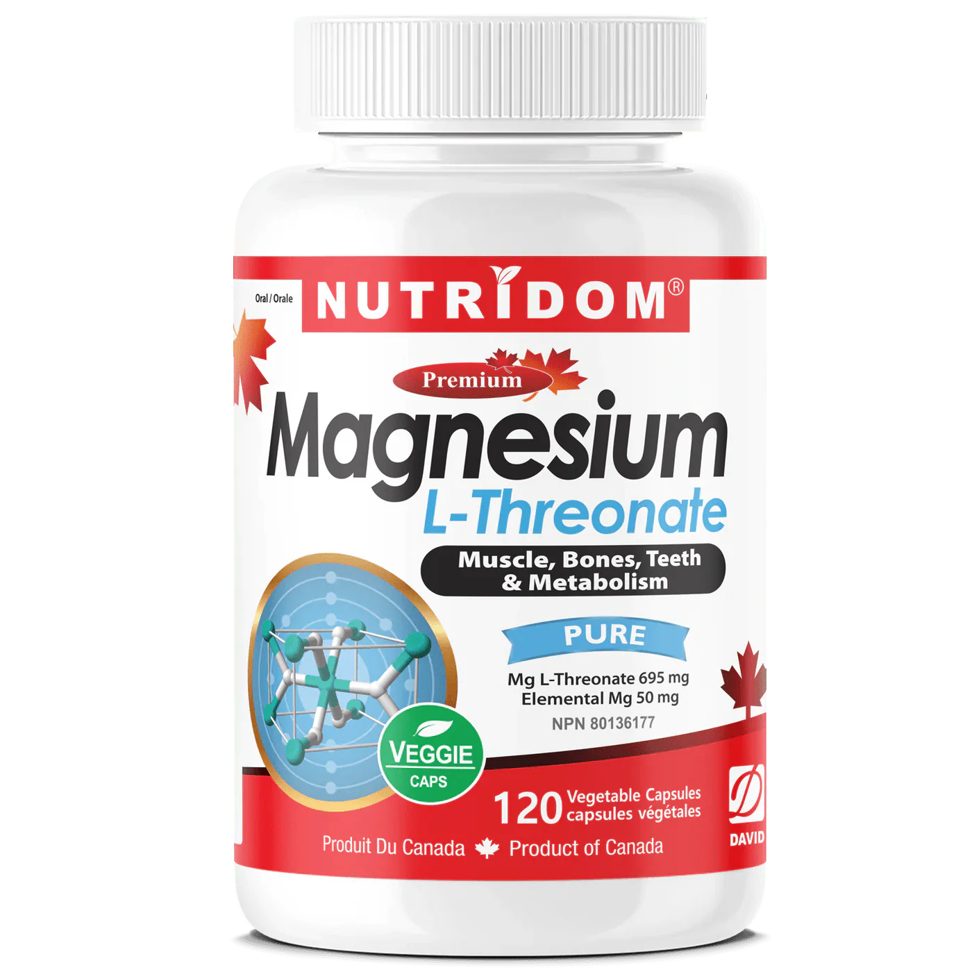 Nutridom Magnesium L-Threonate 120 Veg Capsules