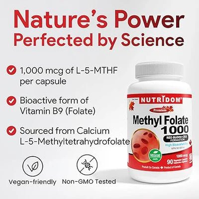 Nutridom Methyl Folate 1000mcg - 90 Veg Capsules - Image 3