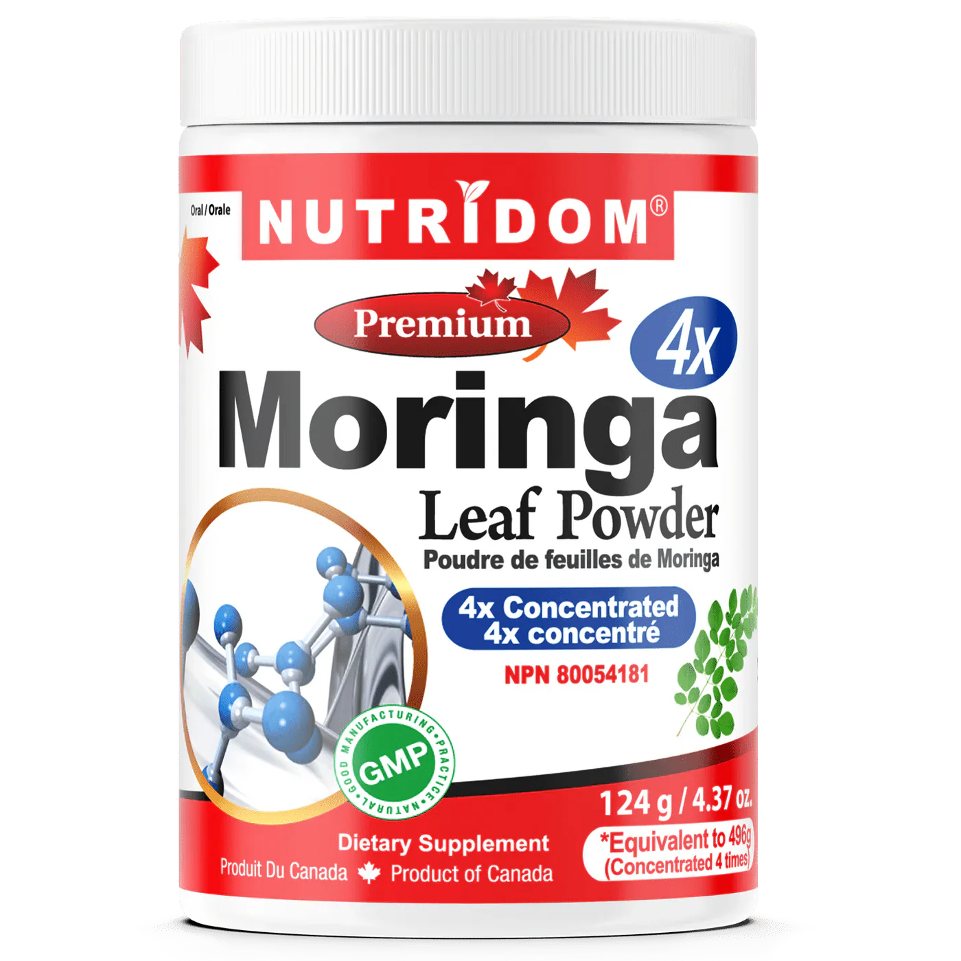 Nutridom Moringa Leaf Extract 4:1 Powder 124 Grams