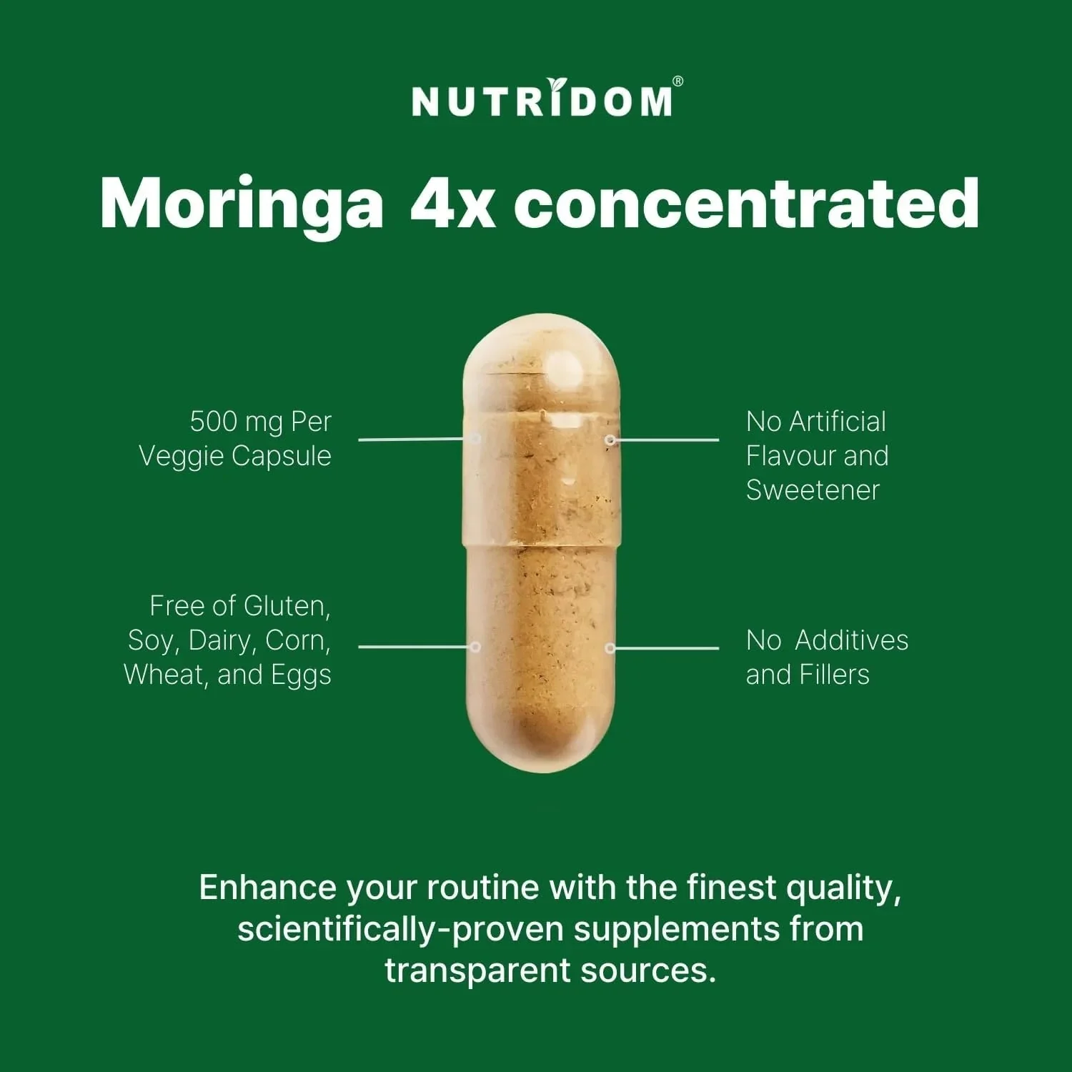 Nutridom Moringa Leaf Extract 4x 120 Veg Capsules - Image 3