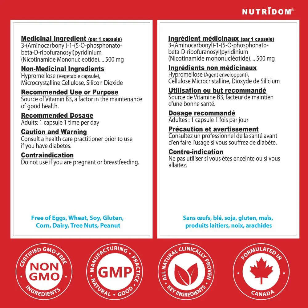 Nutridom NMN 500mg - 60 Veg Capsules | NAD+ Booster - Image 4