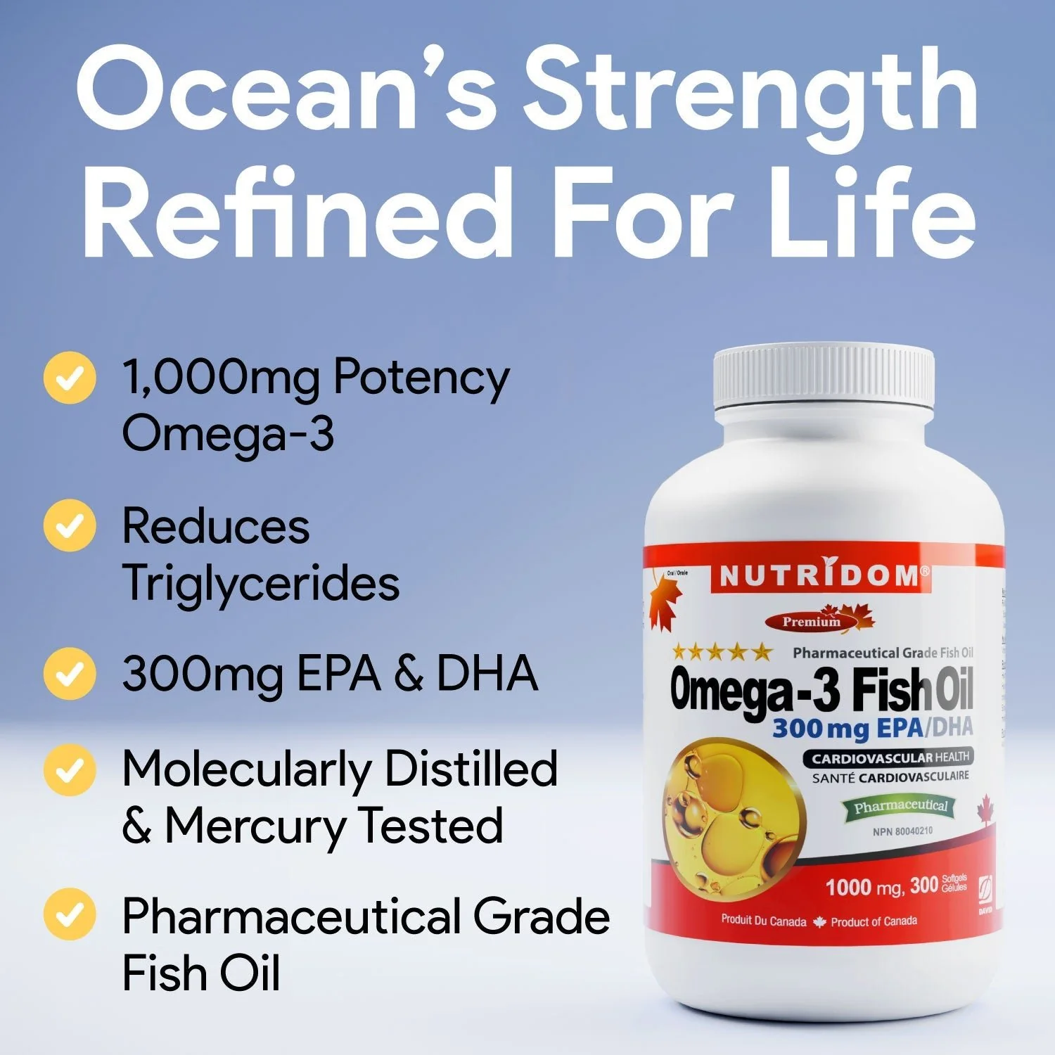 Nutridom Omega-3 Fish Oil 1000mg 300 Softgels - Image 2