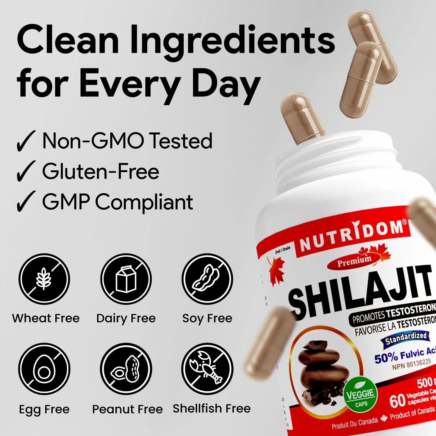 Nutridom Shilajit 500mg 60 Veg Capsules - Image 3
