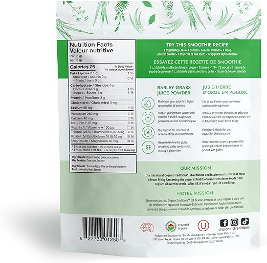 Organic Traditions Barley Grass Jiuce Powder 150 Grams - Image 2