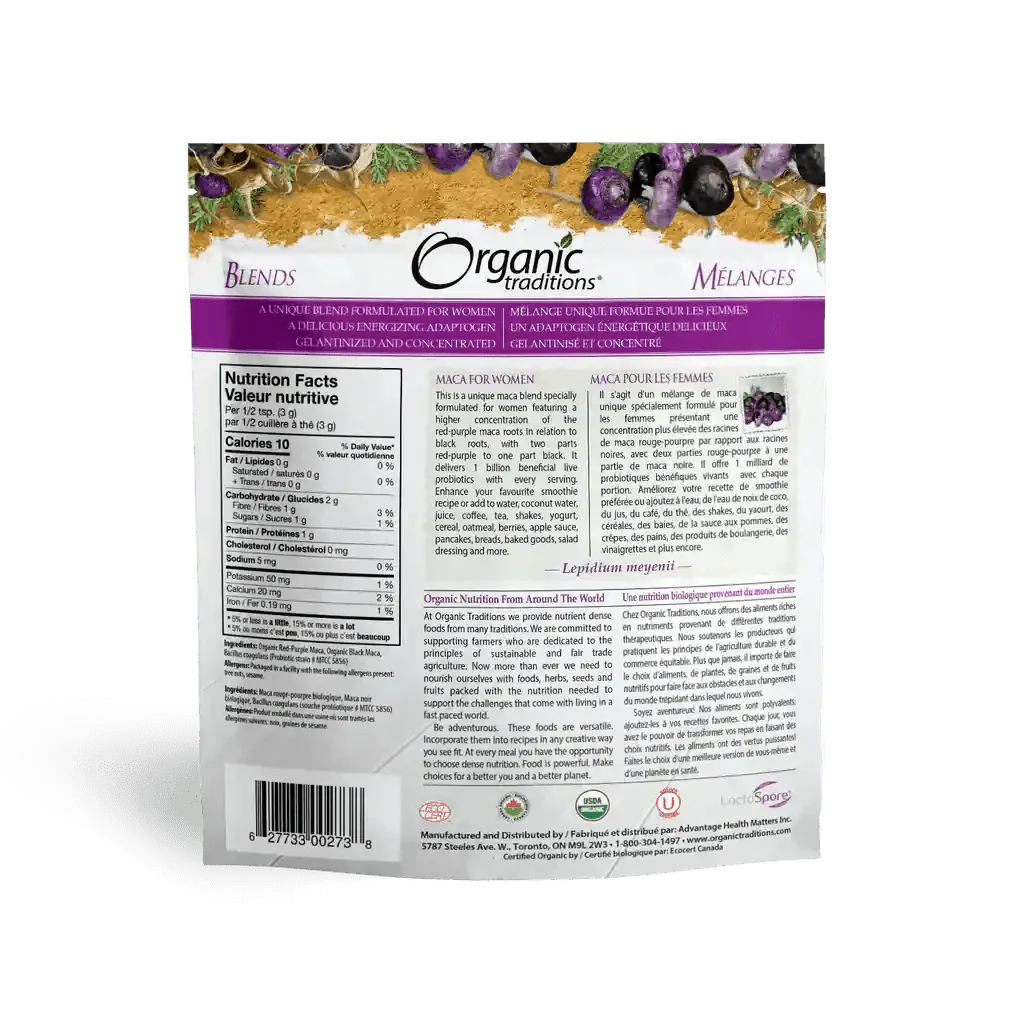 Organic Traditions MACA For Women With Probiotics 150 Grams - Image 2