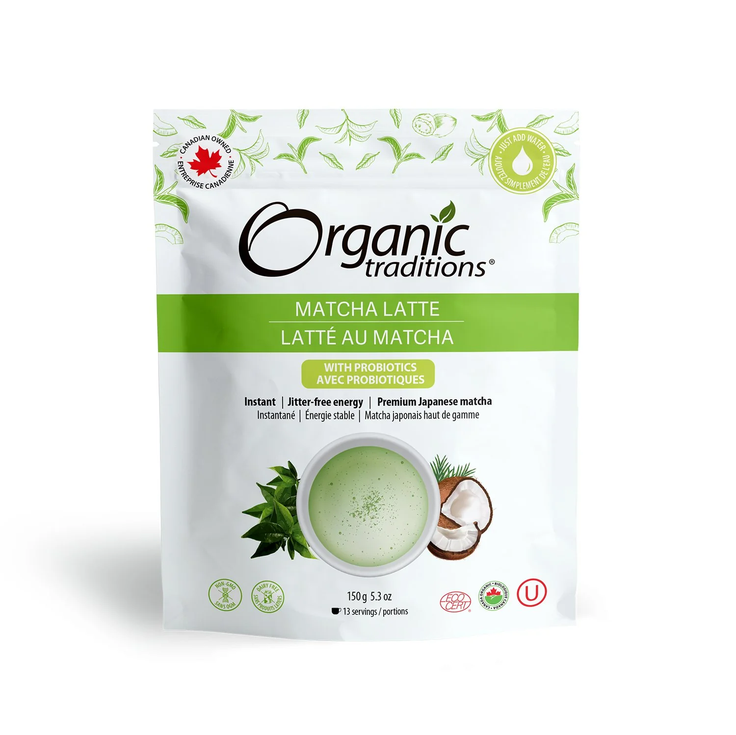 Organic Traditions Matcha Latte with Probiotics 150 Grams