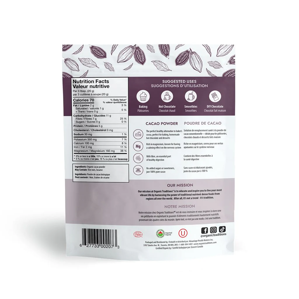 Organic Traditions Organic Cacao Powder 454 Grams - Image 2