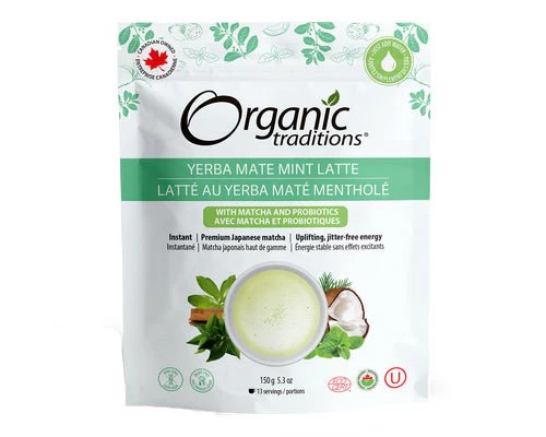 Organic Traditions Organic Yerba Mate Mint Latte with Matcha and Probiotics