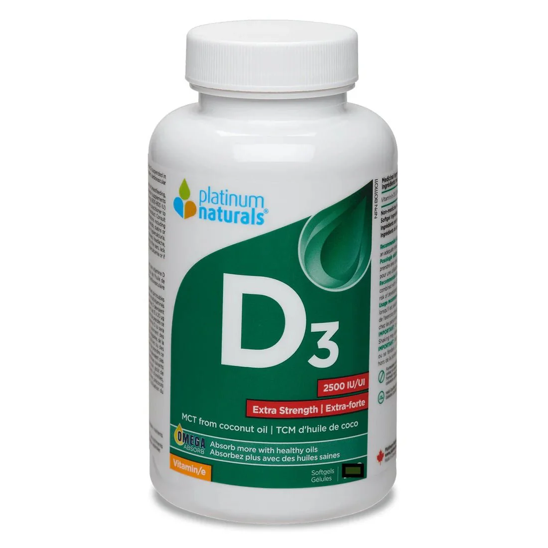 Platinum Naturals Vitamin D3 2500 IU Extra Strength 360 Softgels - Image 2