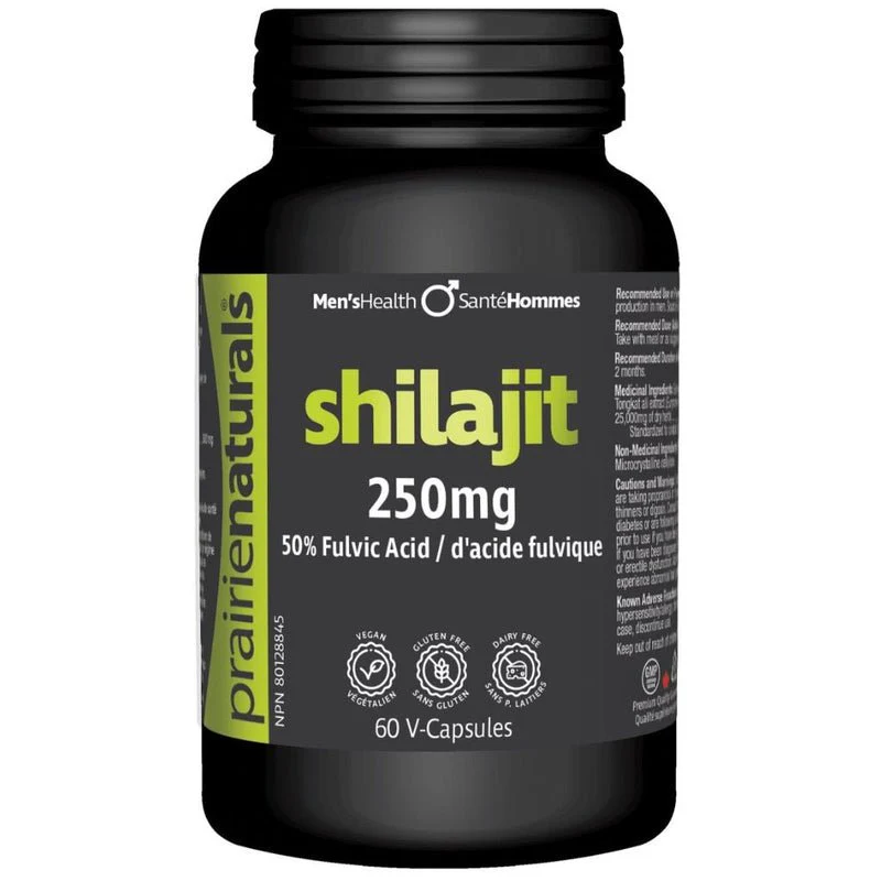 Prairie Naturals Shilajit 250mg with 50% Fulvic Acid 60 Veg Capsules