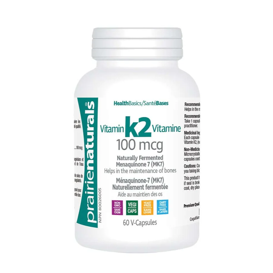 Prairie Naturals Vitamin K2 MK-7 100mcg 60 Veg Capsules