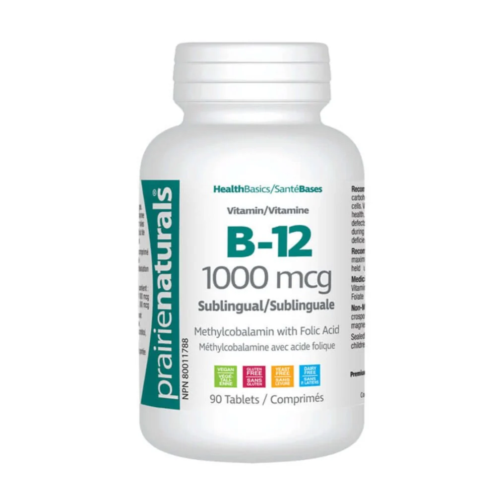 Prairie Naturals Vitamin Vitamin B12 1000mcg 90 Sublingual Tablets