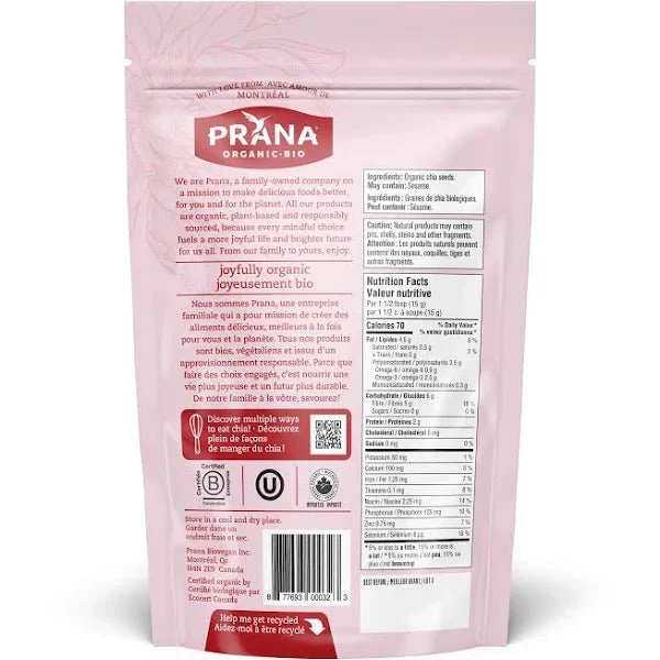 Prana Organic Chia Seeds Whole Black 300 Grams - Image 2