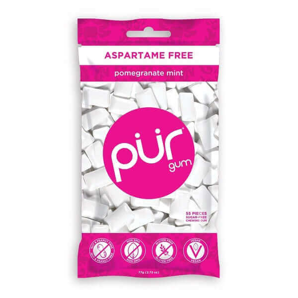 Pur Gum Sugar-Free Pomegranate Gum Bag 77 Grams, 55 Pieces