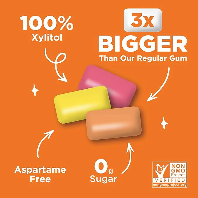 PUR Jumbo Gum Natural Strawberry, Banana, Orange Flavour 20 Pieces - Image 3