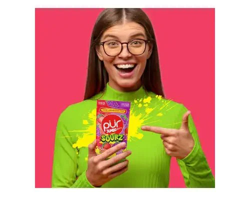 PUR Jumbo Gum Sourz Strawberry, Grape Flavour 20 Pieces - Image 4