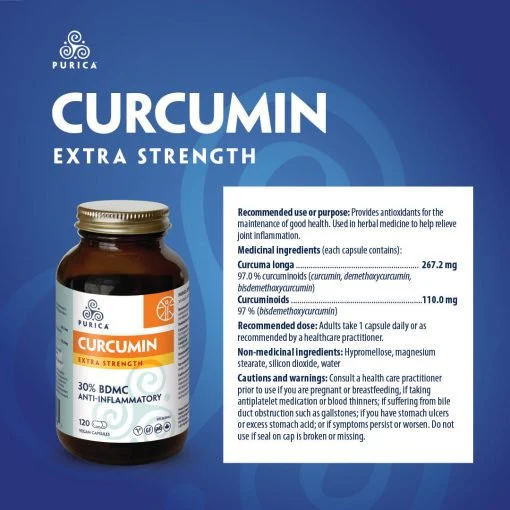 Purica Curcumin Extra Strength 120 Veg Capsules - Image 2