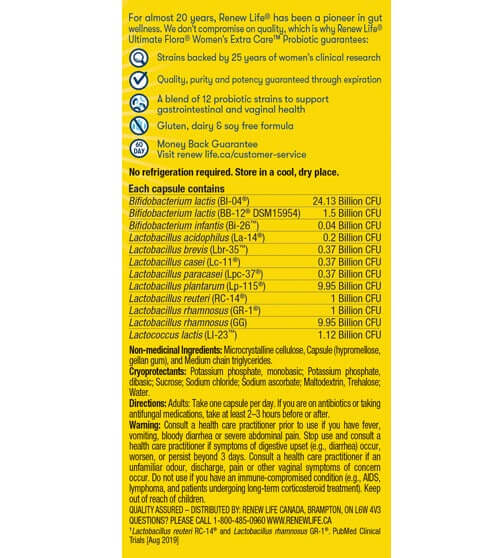 Renew Life Ultimate Flora® Women’s Extra Care™ Probiotic 50 Billion 60 Veg Capsules - Image 2