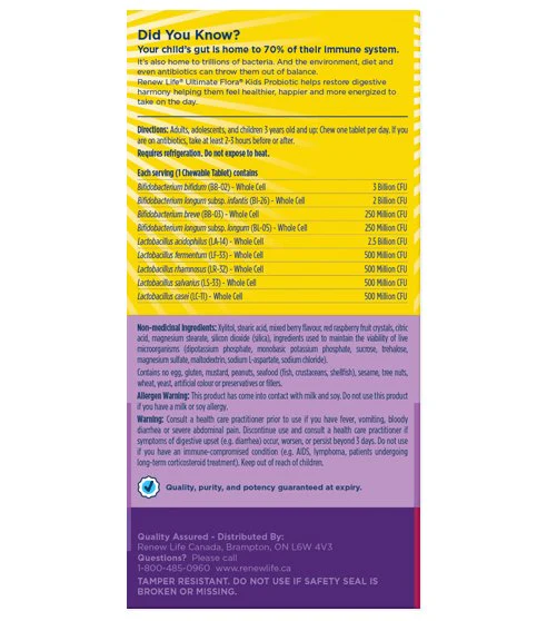 Renew Life® Ultimate Flora® Kids Probiotic, 10 Billion 60 Chewable Tablets - Image 2
