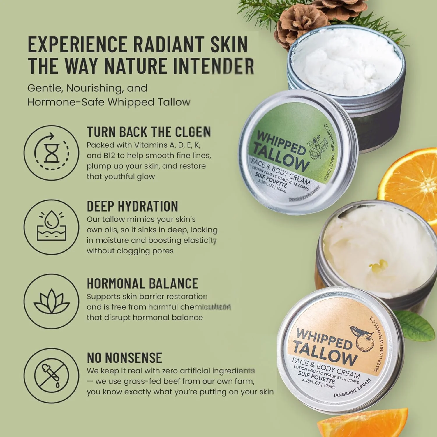 Silver Lining Whipped Beef Tallow Cream 100mL, Tangerine Dream - Image 4