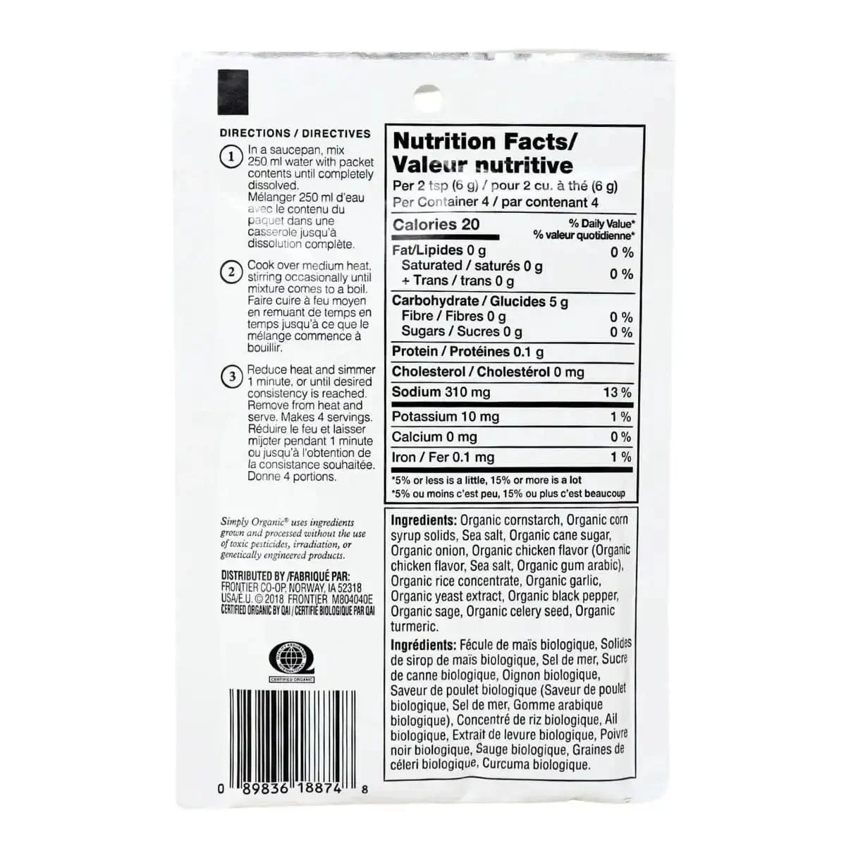 Simply Organic Chicken Flavored Gravy Mix 24 Grams - Image 2