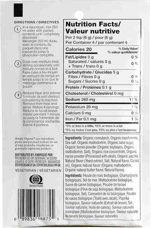 Simply Organic Mushroom Sauce Mix 24 Grams - Image 2