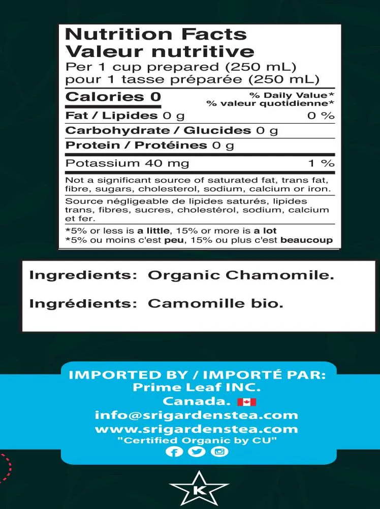 SRI Gardens Organic Pure Chamomile 20 Tea Bags - Image 5
