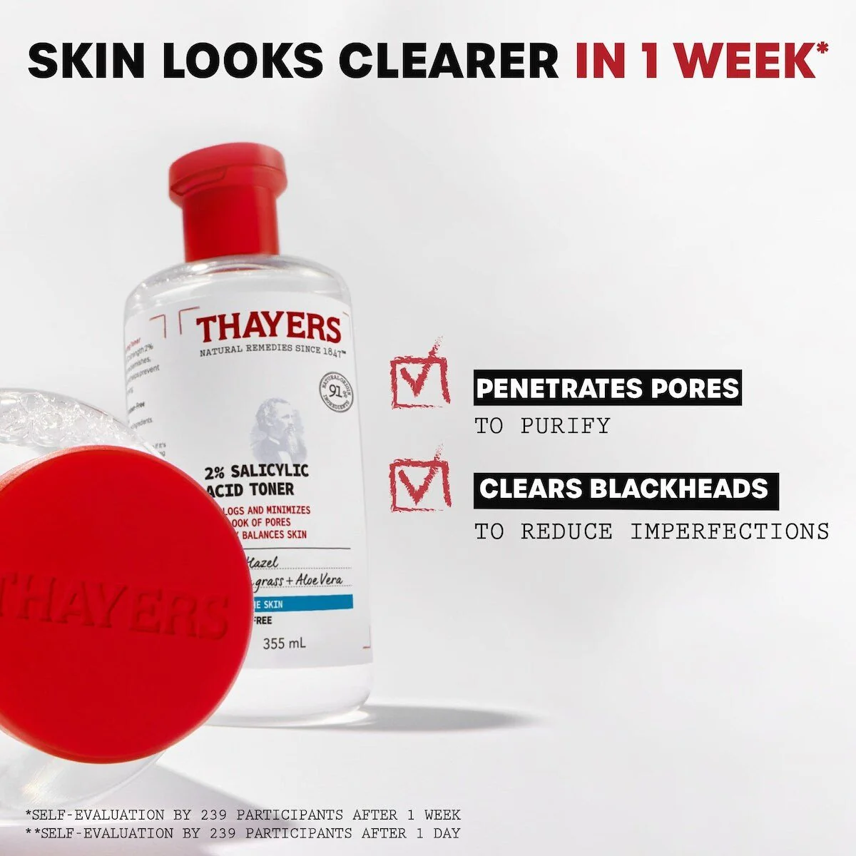 Thayers Witch Hazel +Aloe Vera with 2% Salicylic Acid Toner 355mL - Image 2