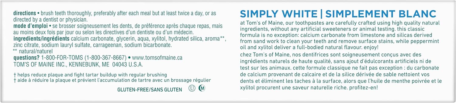 Tom's of Maine Simply White Fluoride-Free Toothpaste, Peppermint 85mL - Image 3