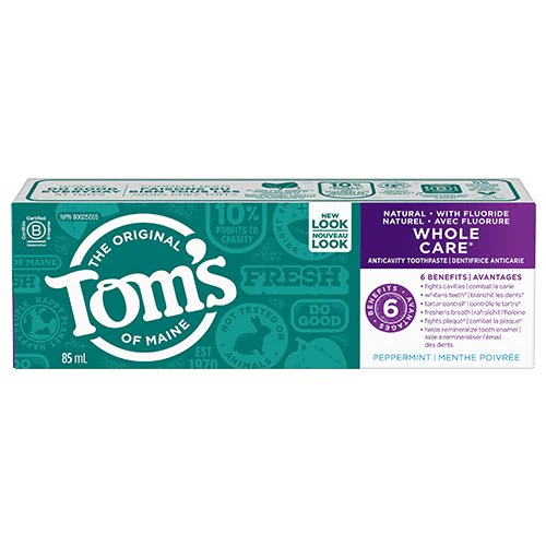 Tom's of Maine Whole Care Fluoride Toothpaste Peppermint 85mL