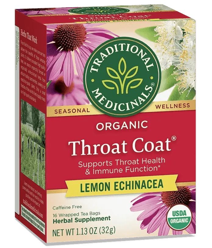 Traditional Medicinals - Organic Throat Coat® Tea, Lemon Echinacea, 16 Bags