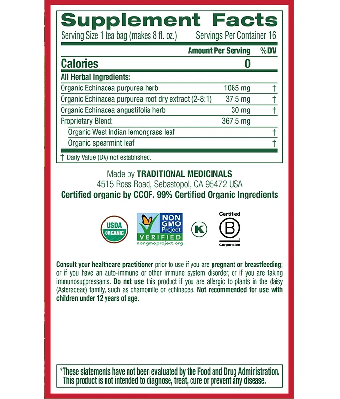 Traditional Medicinals - Organic Echinacea Plus® Tea, 16 Bags - Image 5