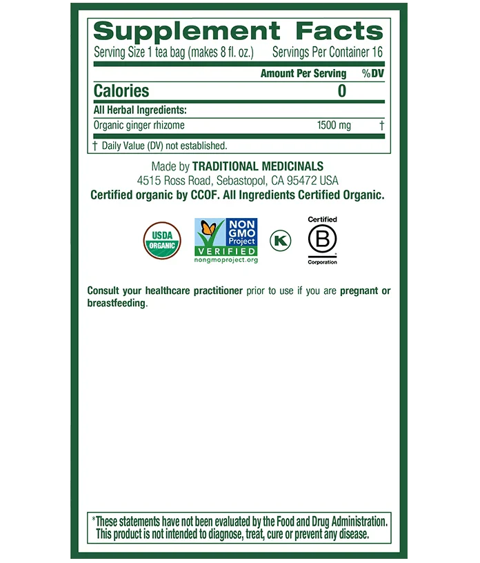 Traditional Medicinals - Organic Ginger Tea, 16 Bags - Image 3