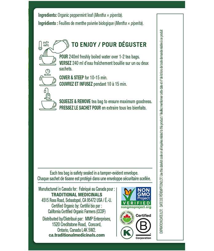 Traditional Medicinals Organic Peppermint Tea, 16 Tea Bags - Image 2