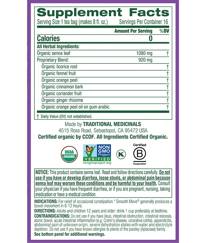 Traditional Medicinals - Organic Smooth Move® Tea, 16 Bags - Image 5