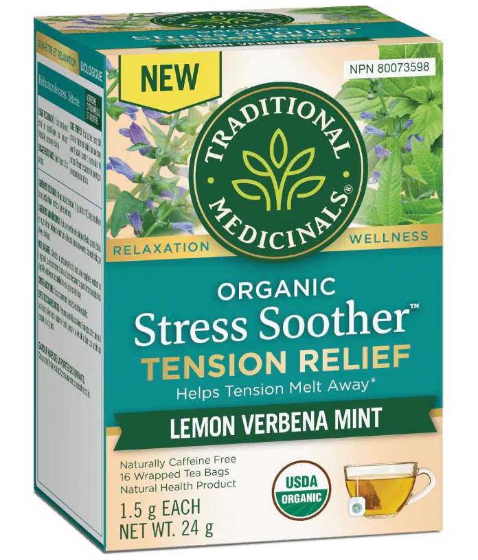 Traditional Medicinals - Organic Stress Soother & Tention Relief Tea, 16 Bags