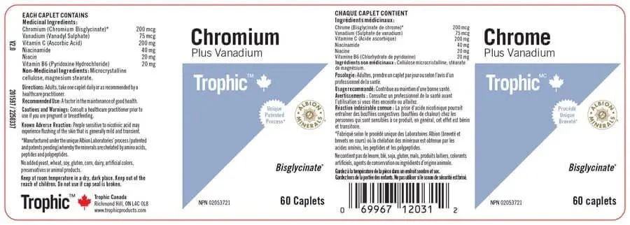 Trophic Chromium & Vanadium 90 Caplets - Image 3